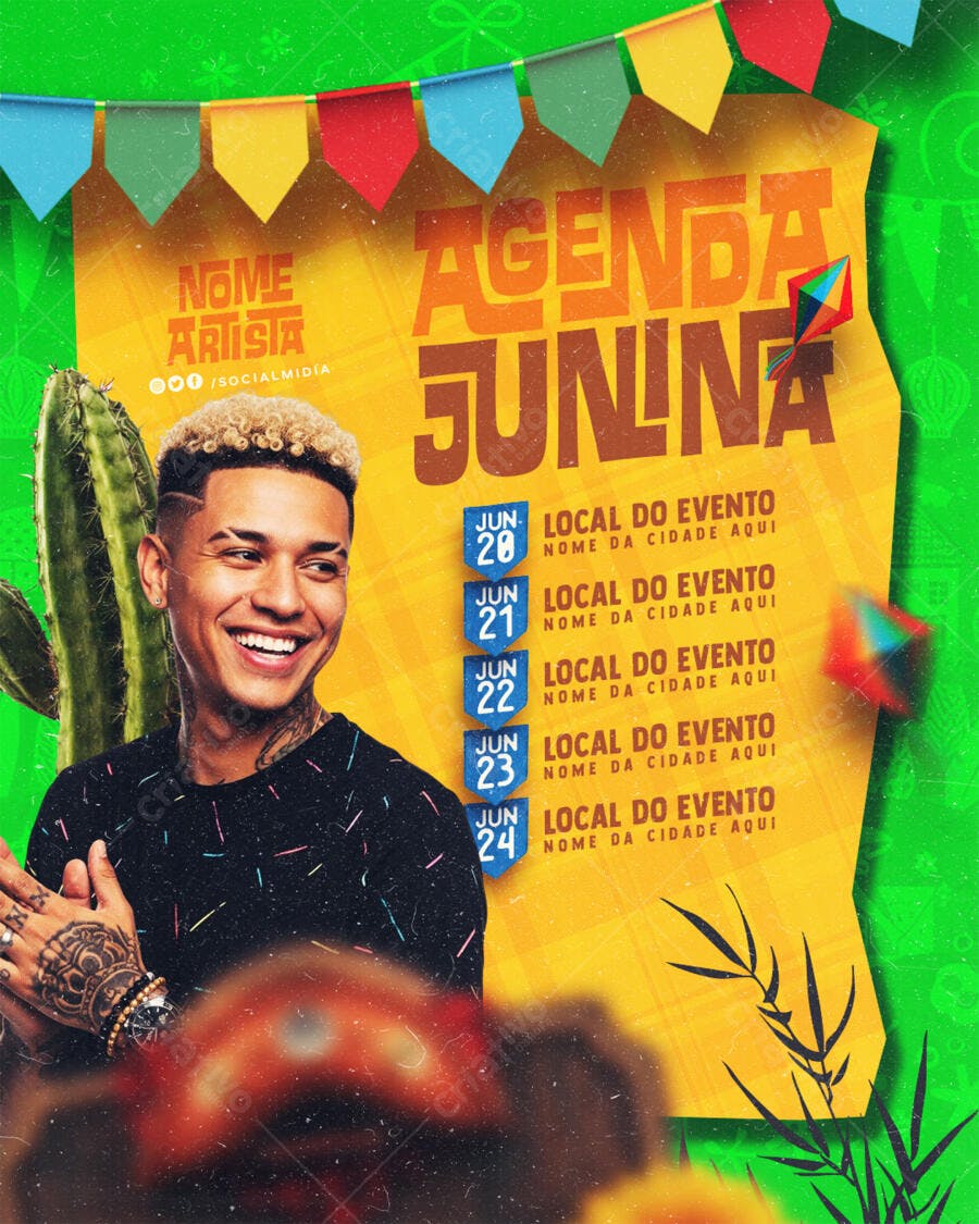 Flyer Agenda Junina Festa Junina PSD Editável