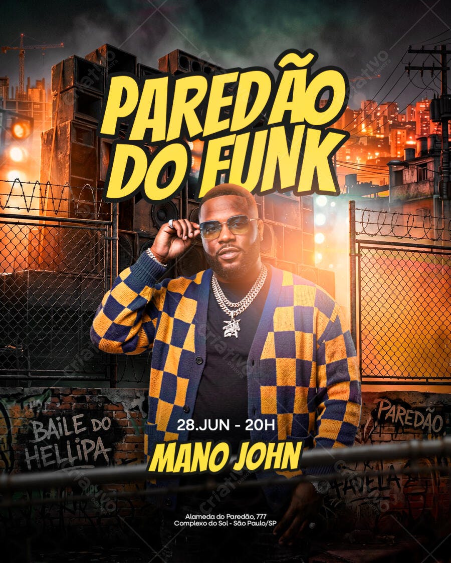 Flyer Paredão do Funk Baile Hellipa PSD Editável