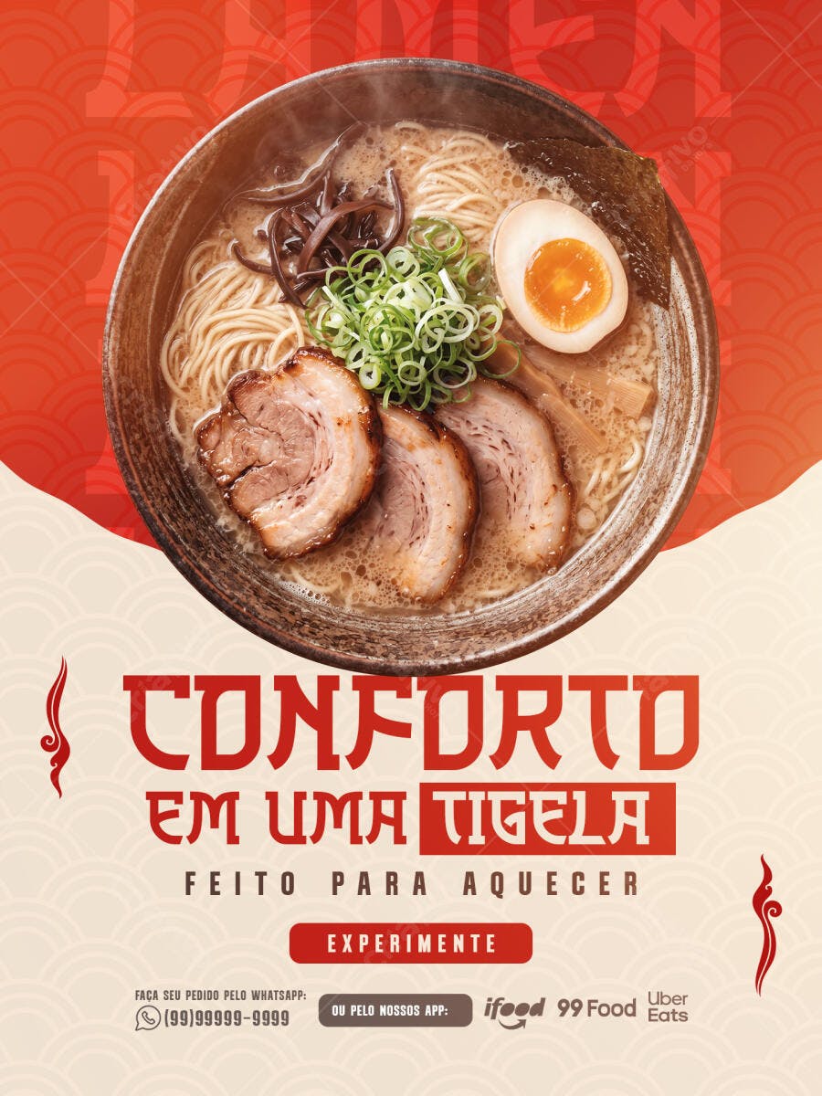 Flyer Ramen Restaurante Japonês Delivery PSD Editável