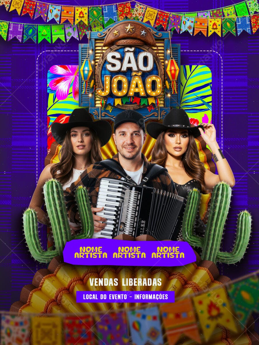 Flyer São João Festa Junina Arraial PSD Editável