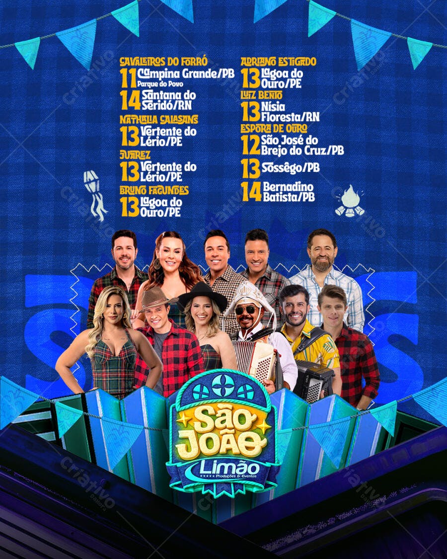 Flyer São João Limão Festa Junina PSD Editável
