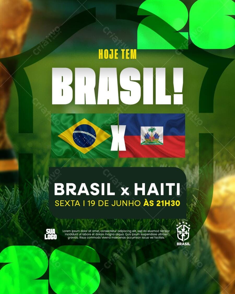 Post Instagram Brasil x Haiti Futebol Junho PSD Editável