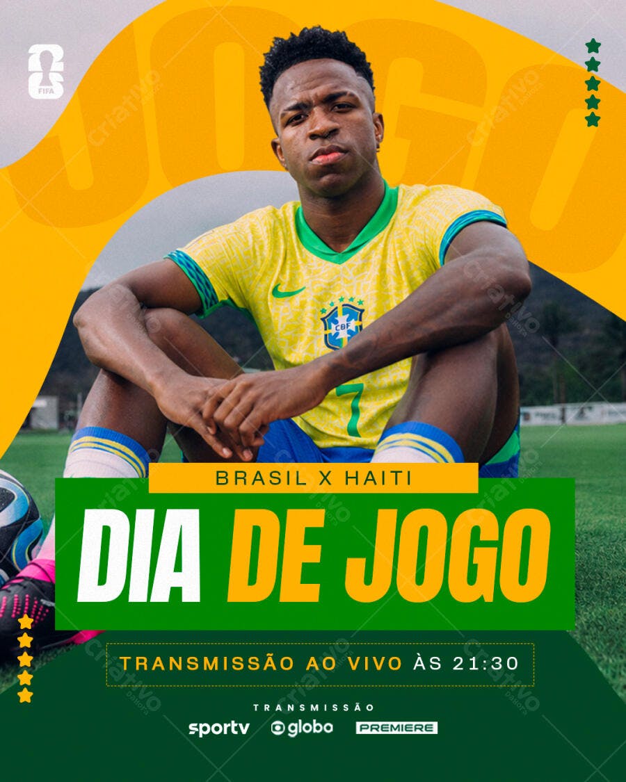 Post Instagram Dia de Jogo Futebol Brasil PSD Editável