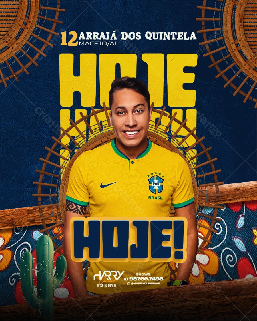 Post Instagram Festa Junina Arraial HOJE PSD Editável