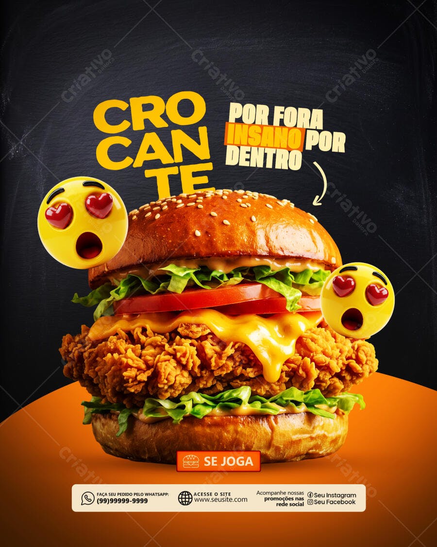 Post Instagram Hamburgueria Crocante PSD Editável
