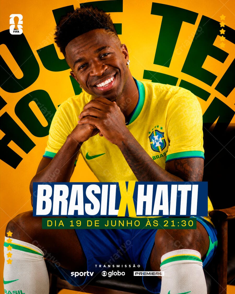 Post Instagram Jogo Brasil Futebol Junho PSD Editável