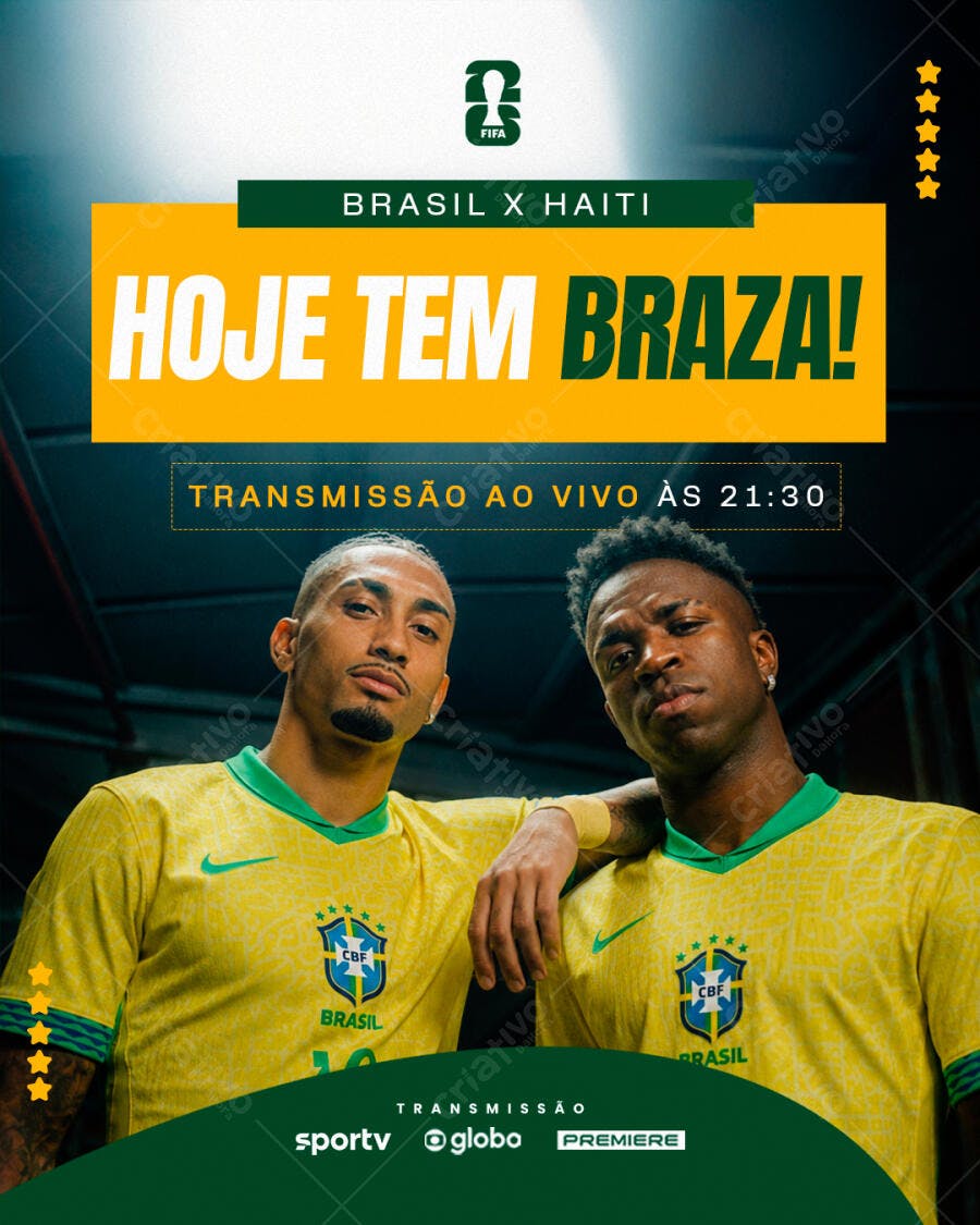Post Instagram Jogo Brasil Futebol PSD Editável