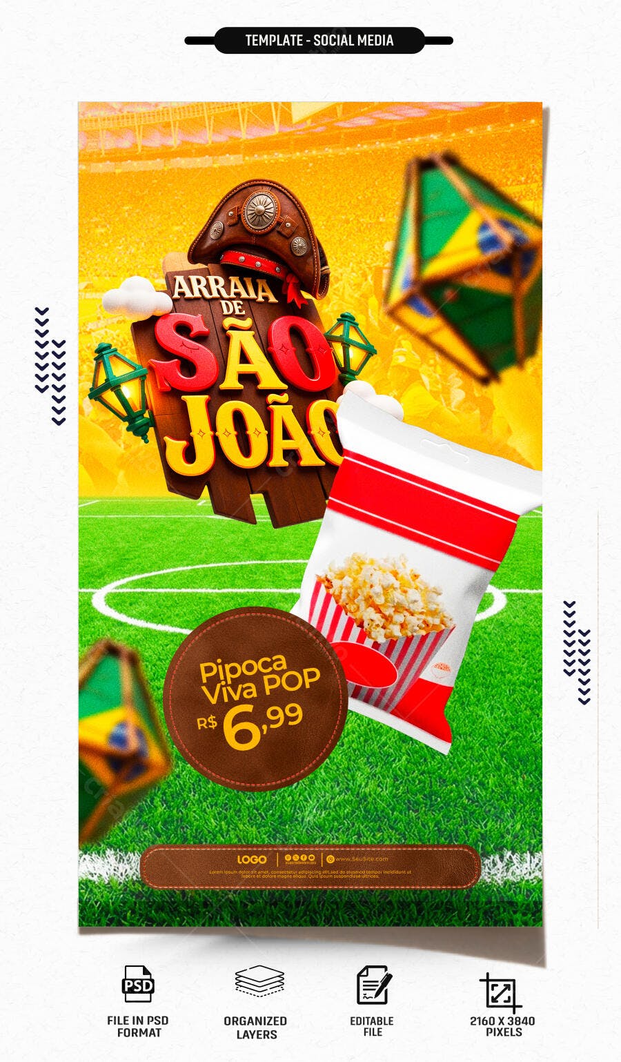 Story Instagram Arraial de São João Pipoca PSD Editável