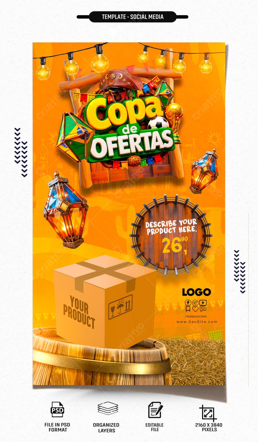 Story Instagram Copa de Ofertas PSD Editável