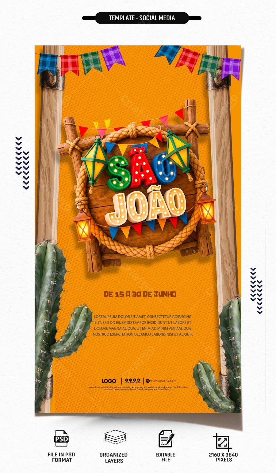 Story Instagram São João Festa Junina PSD Editável