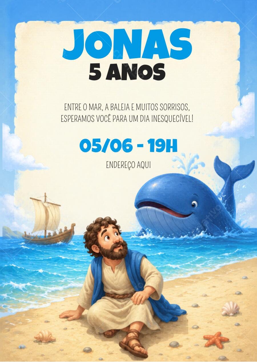 Convite de Aniversário Jonas e a Baleia