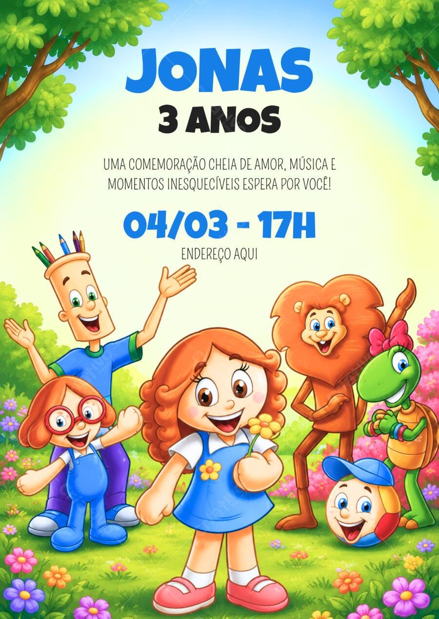 Convite de Aniversário Crianças Diante do Trono