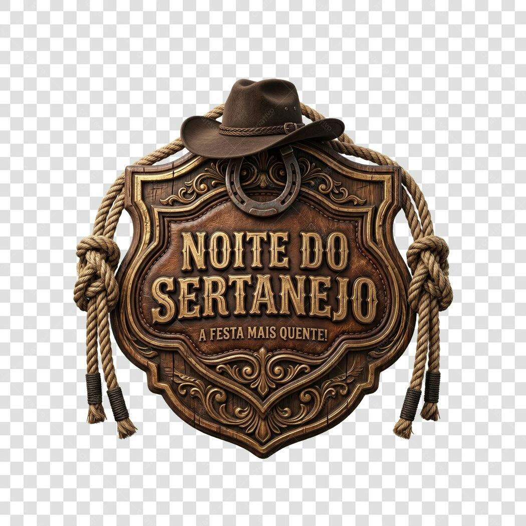 Elemento 3D Noite do Sertanejo Chapéu Corda PNG Fundo Transparente