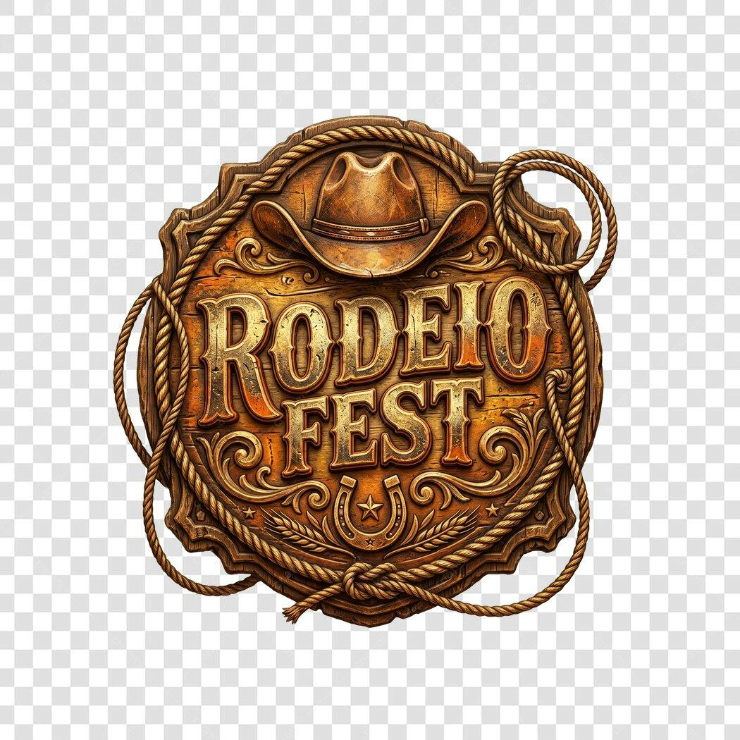 Elemento 3D Rodeio Fest Chapéu Laço Ferradura PNG Fundo Transparente