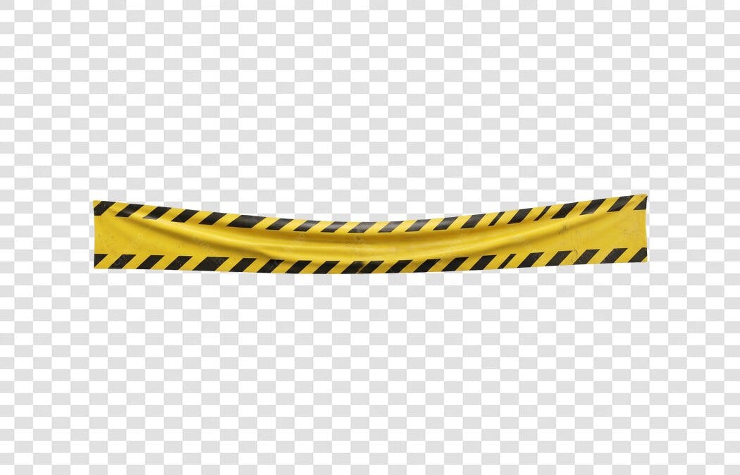 Elemento Decorativo Faixa de Advertência Amarela Preta PNG Fundo Transparente