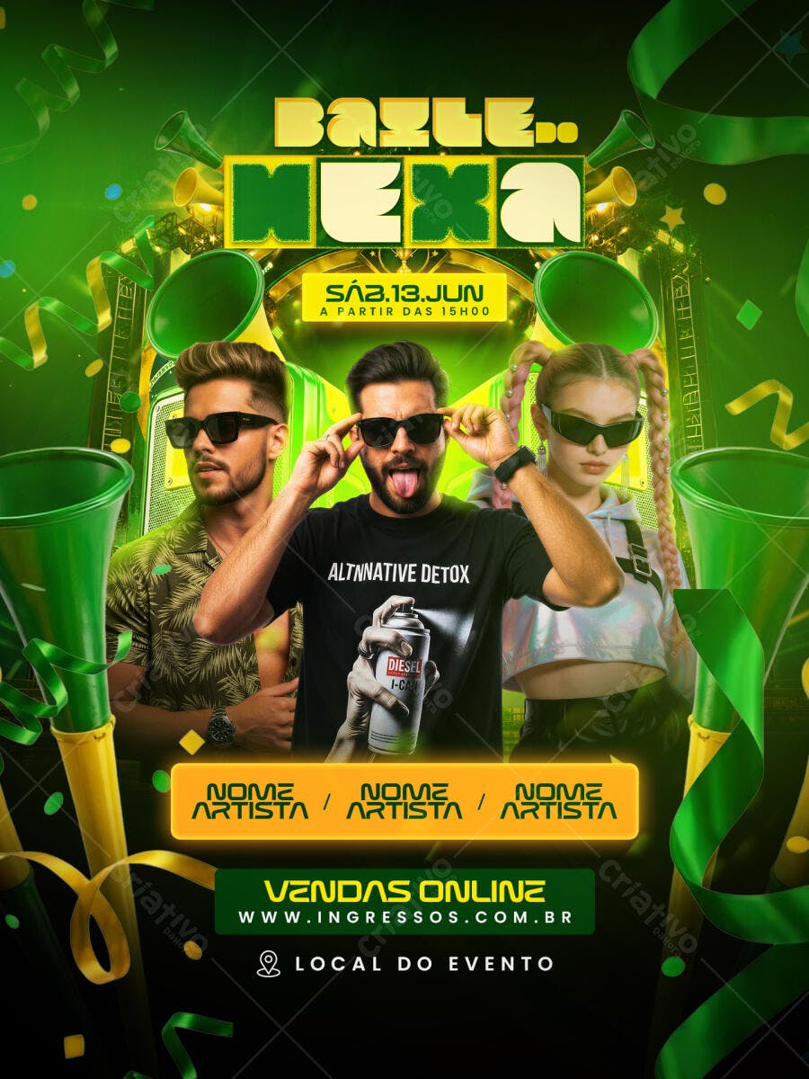 Flyer Baile Festa Junina Junho PSD Editável