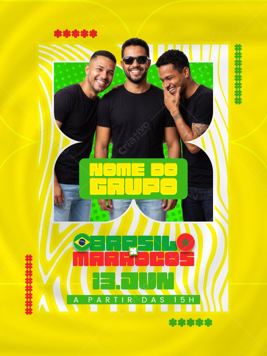 Flyer Festa Junina Brasil Marrocos 13 Junho PSD Editável
