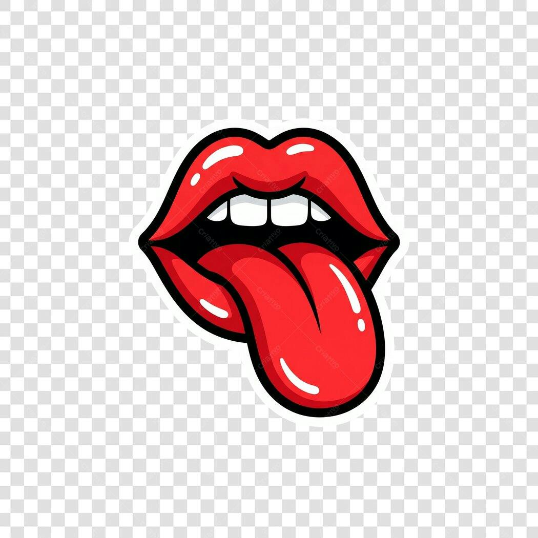 Ilustração Boca com Língua para Fora Pop Art PNG Fundo Transparente