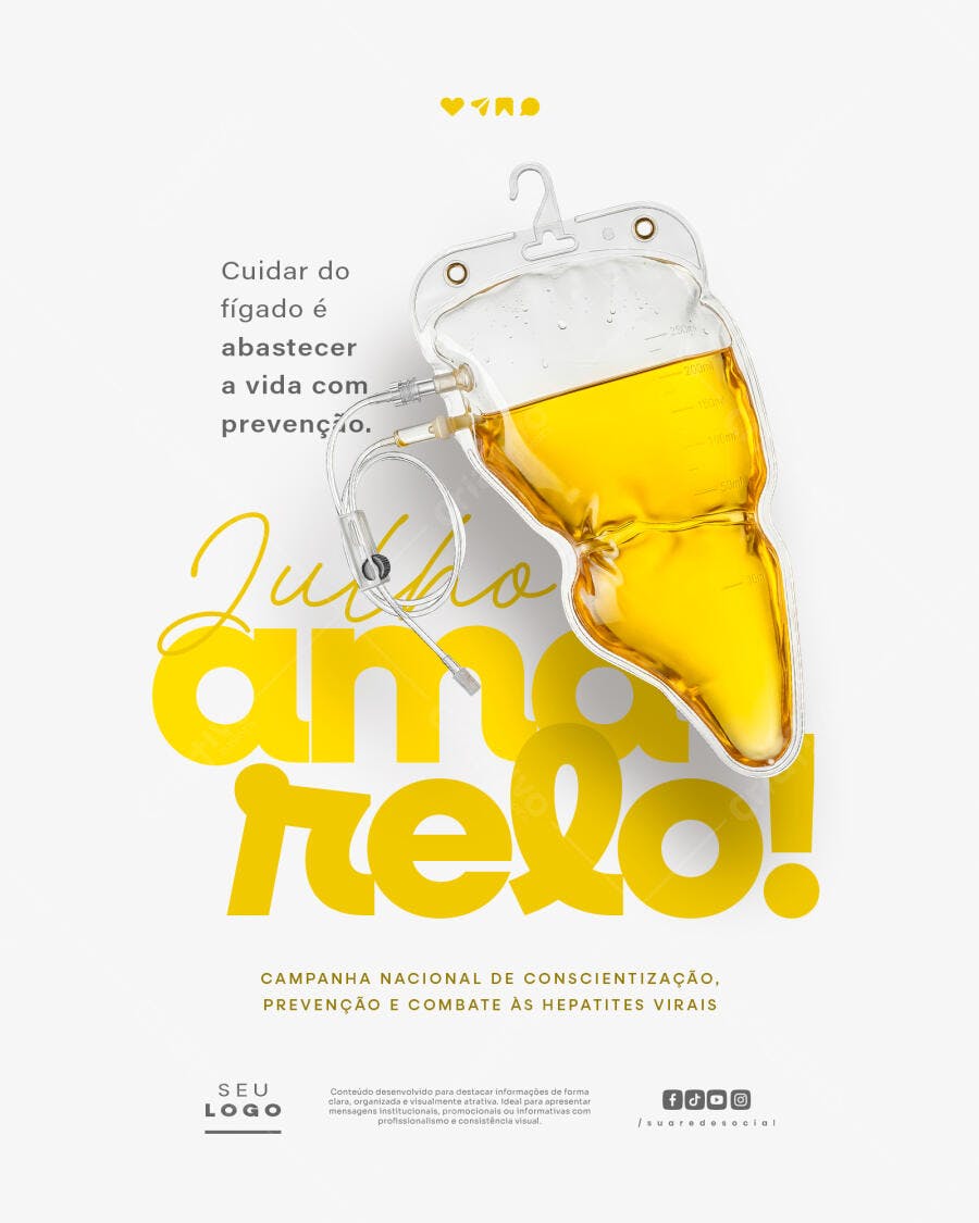 Post Instagram Julho Amarelo Hepatites Virais PSD Editável