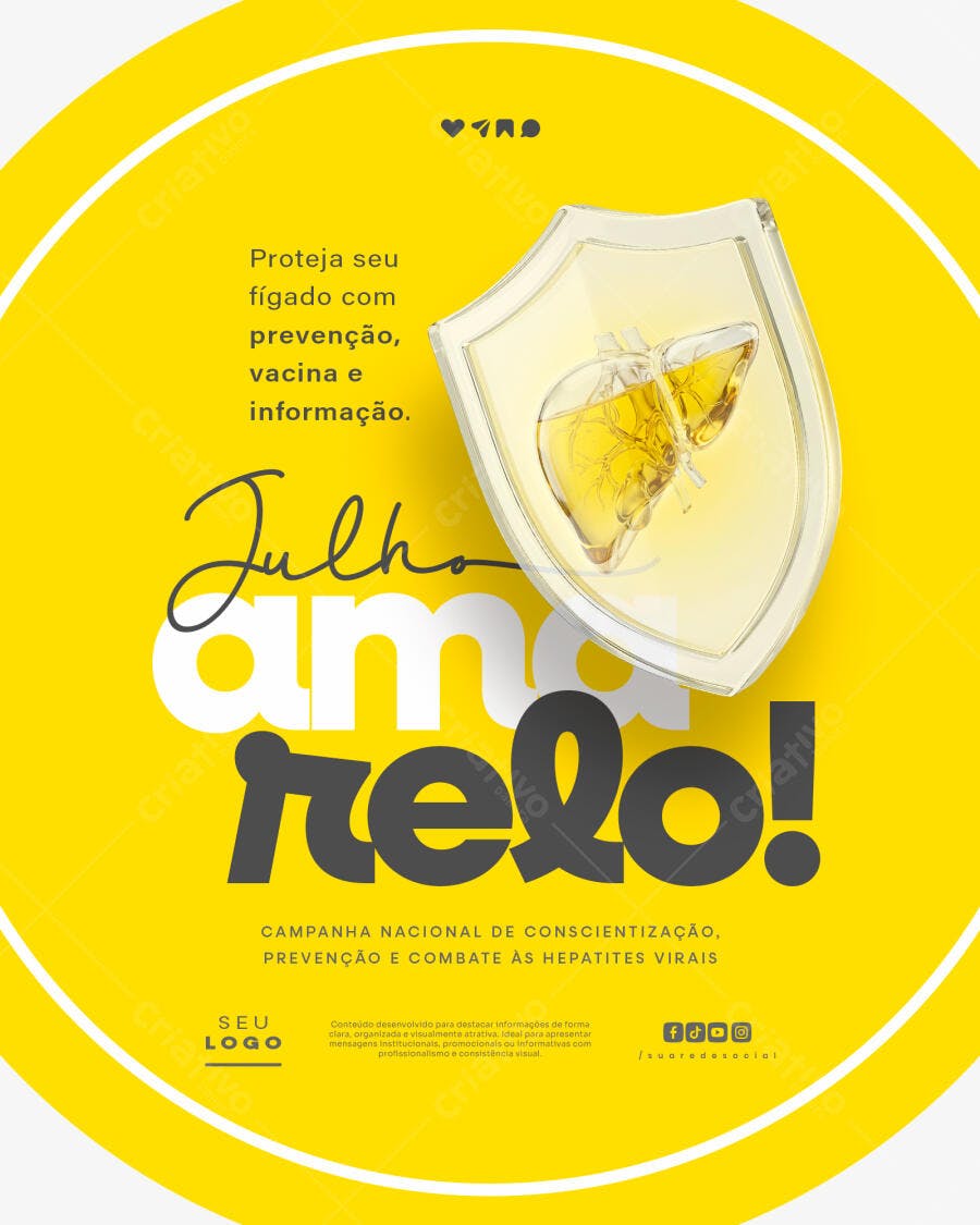 Post Instagram Julho Amarelo Hepatites Virais PSD Editável