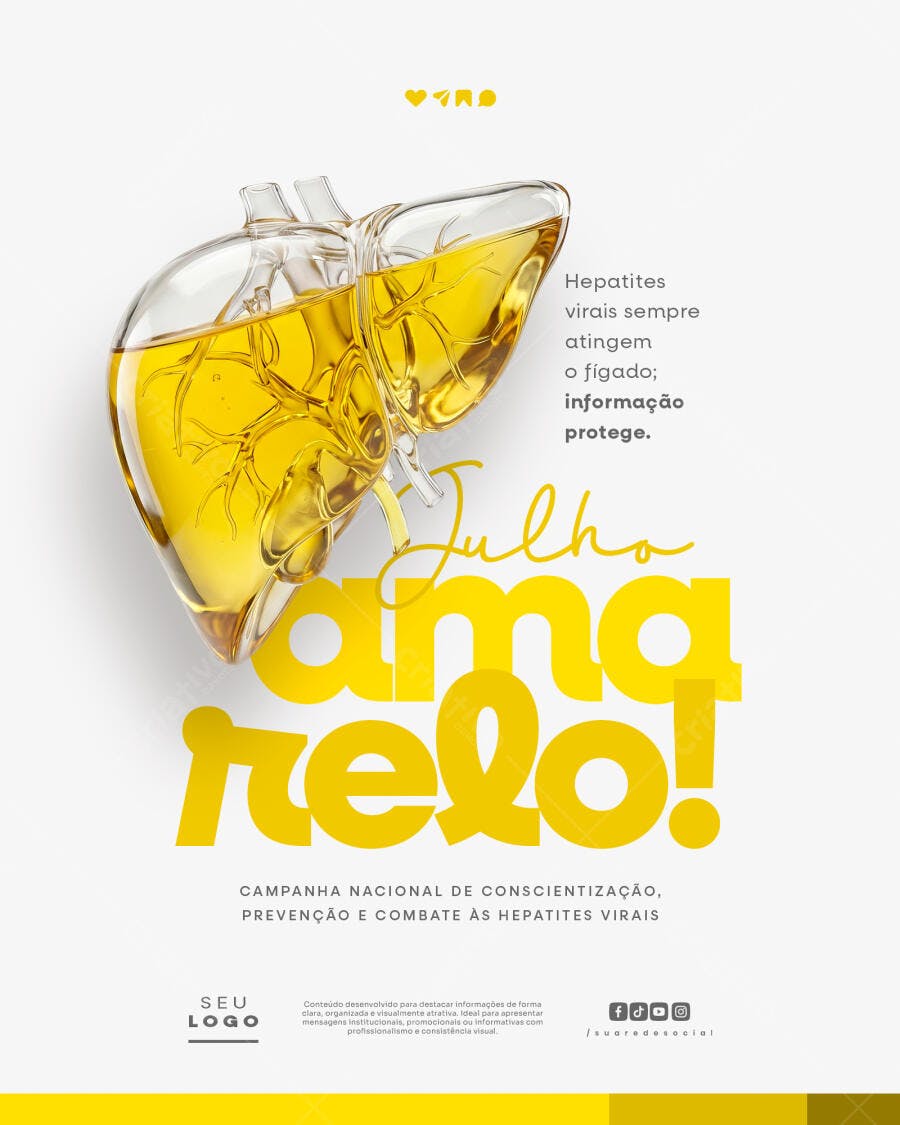 Post Instagram Julho Amarelo Saúde PSD Editável