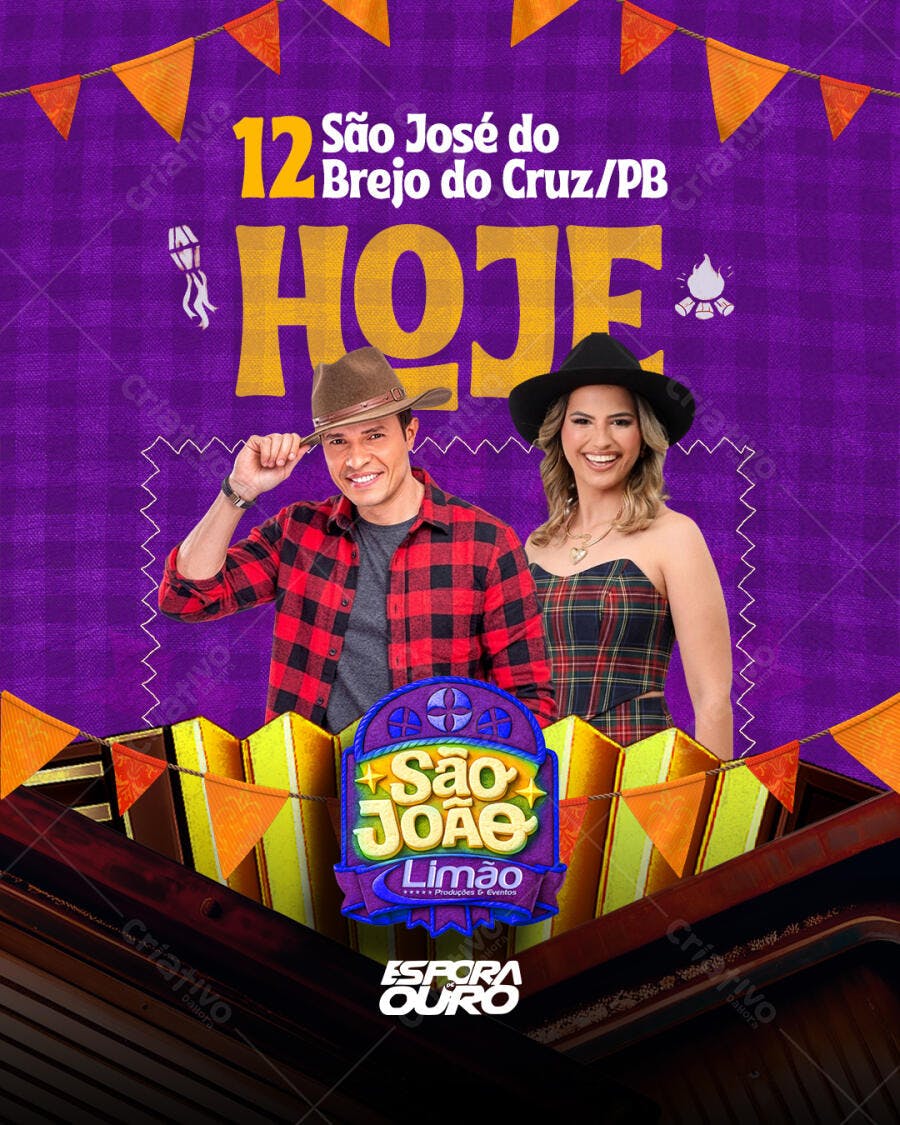 Post Instagram São João Festa Junina Arraial PSD Editável