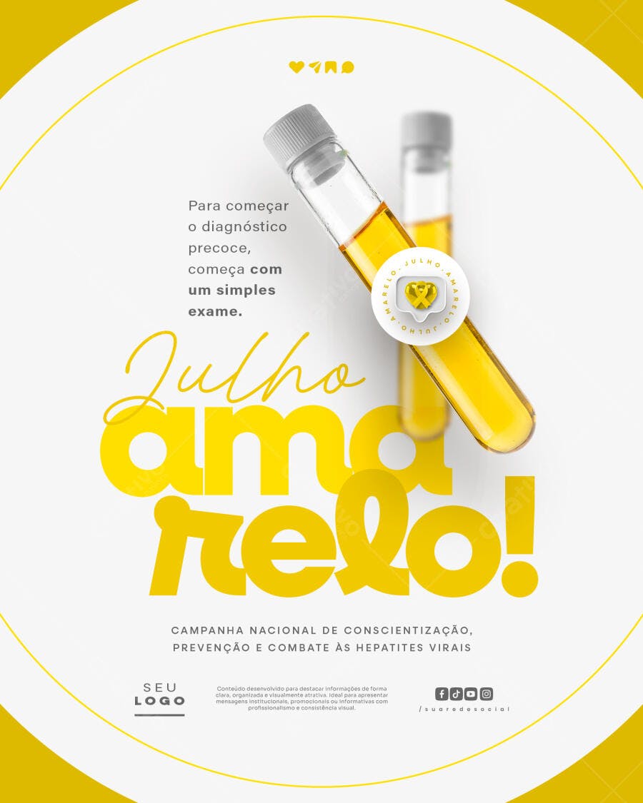 Post Julho Amarelo Campanha Hepatites PSD Editável