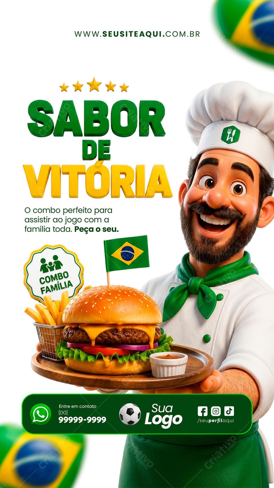 Story Instagram Copa do Mundo Hamburgueria PSD Editável