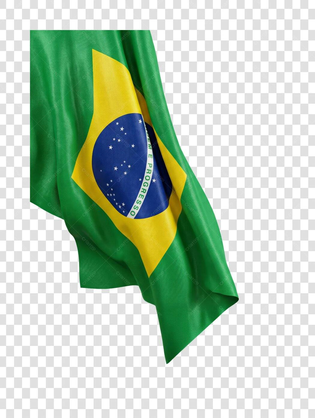 Bandeira Brasil 3D Ondulada PNG Fundo Transparente