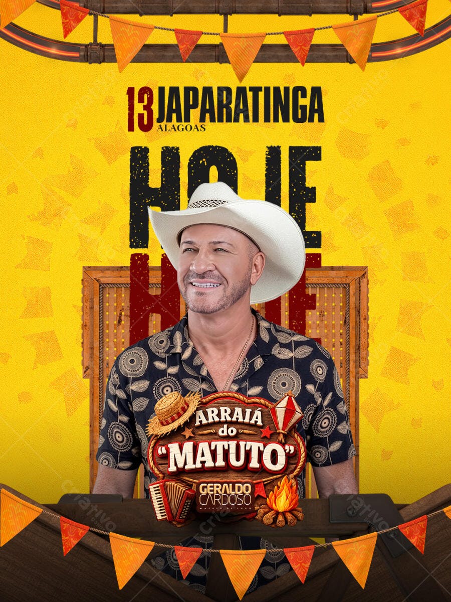 Flyer Festa Junina Arraial do Matuto PSD Editável