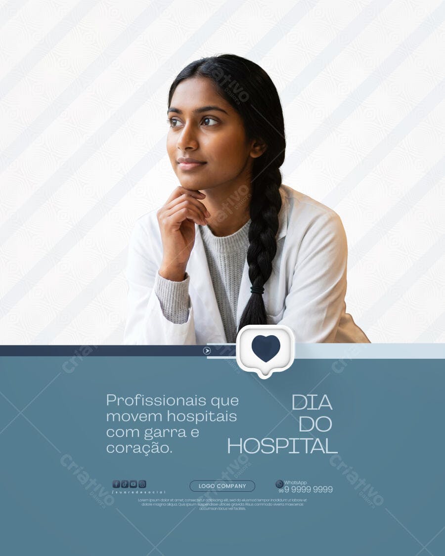 Post Dia do Hospital Saúde Clínica Médica PSD Editável
