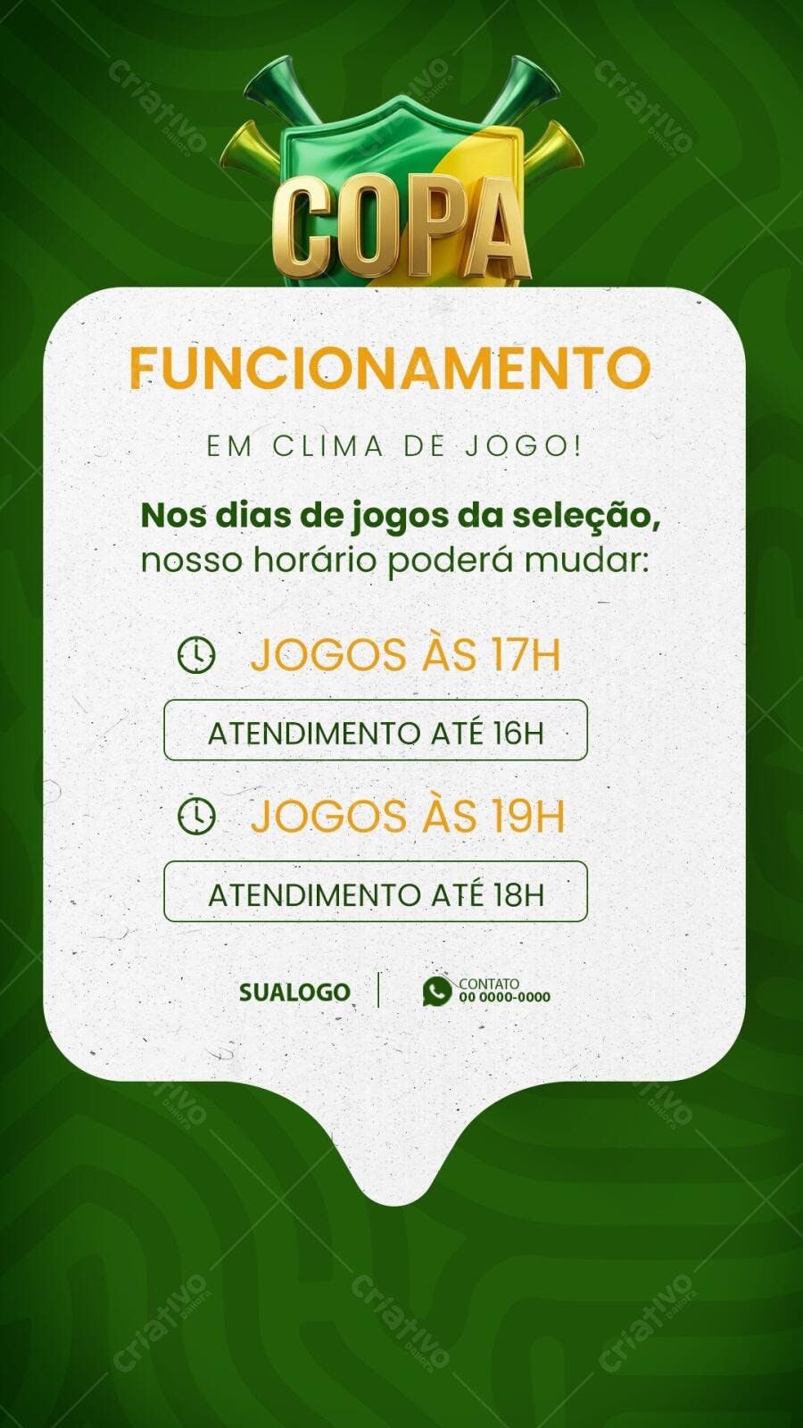 Story Copa do Mundo Horário Funcionamento PSD Editável