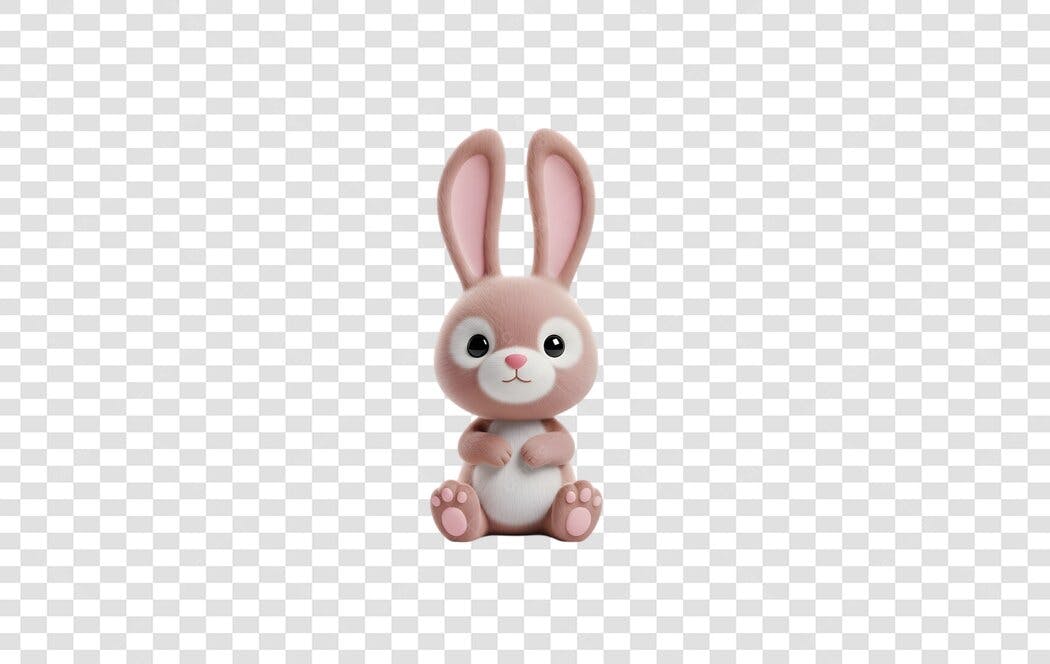 Elemento 3D Coelho Rosa Páscoa Abril PNG Fundo Transparente