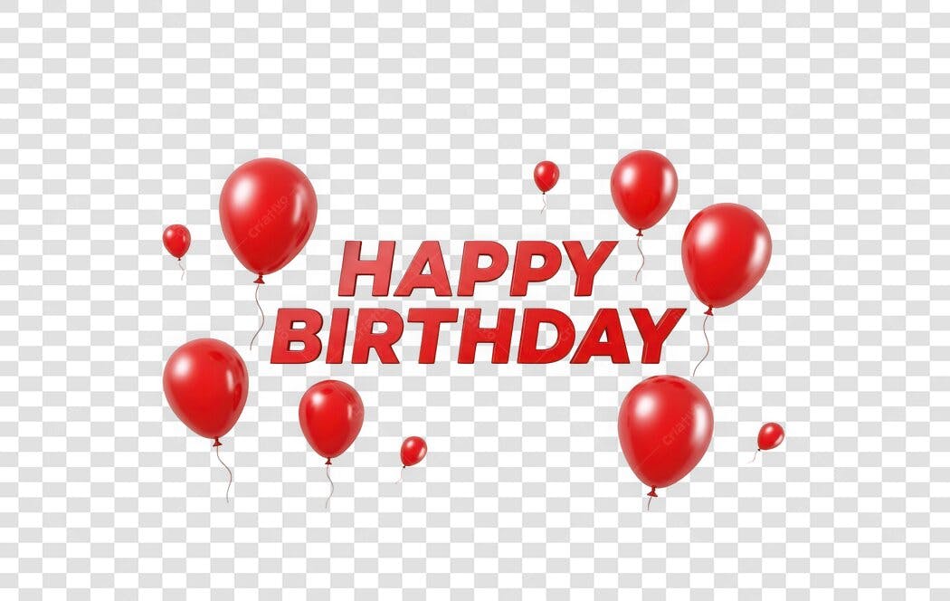Elemento 3D Happy Birthday Balões Vermelhos PNG Fundo Transparente
