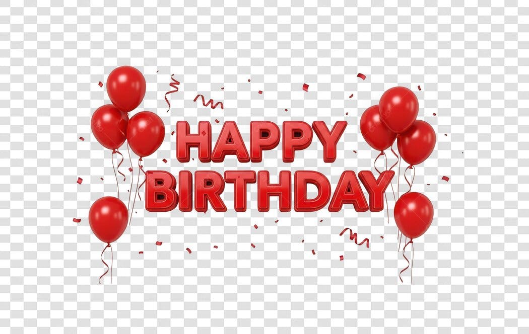 Elemento 3D Happy Birthday Balões Vermelhos PNG Fundo Transparente