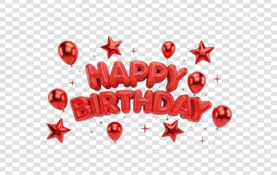 Elemento 3D Happy Birthday Balões Vermelhos PNG Fundo Transparente