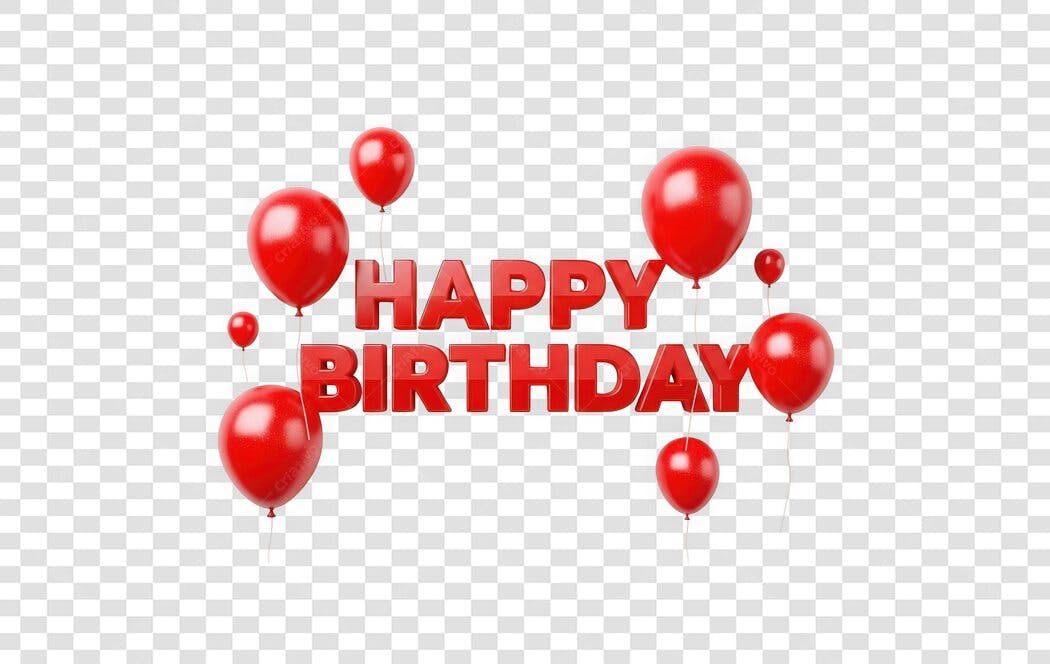 Elemento 3D Happy Birthday Balões Vermelhos PNG Fundo Transparente