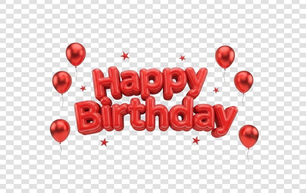 Elemento 3D Happy Birthday Balões Vermelhos PNG Fundo Transparente