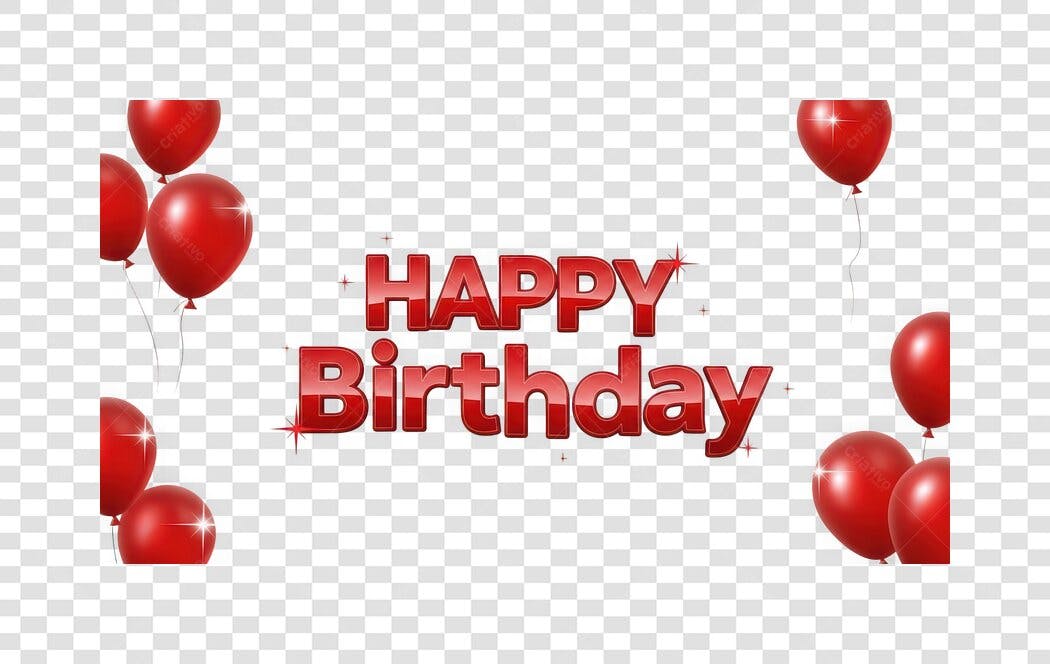 Elemento 3D Happy Birthday Balões Vermelhos PNG Fundo Transparente