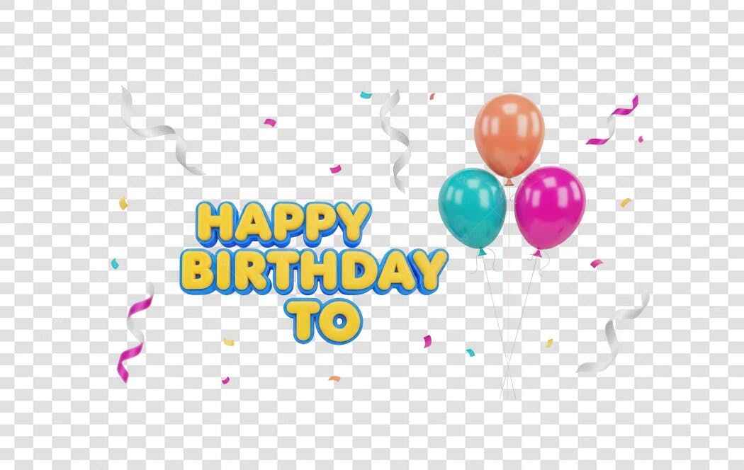 Elemento 3D Happy Birthday To Balões Confetes PNG Fundo Transparente
