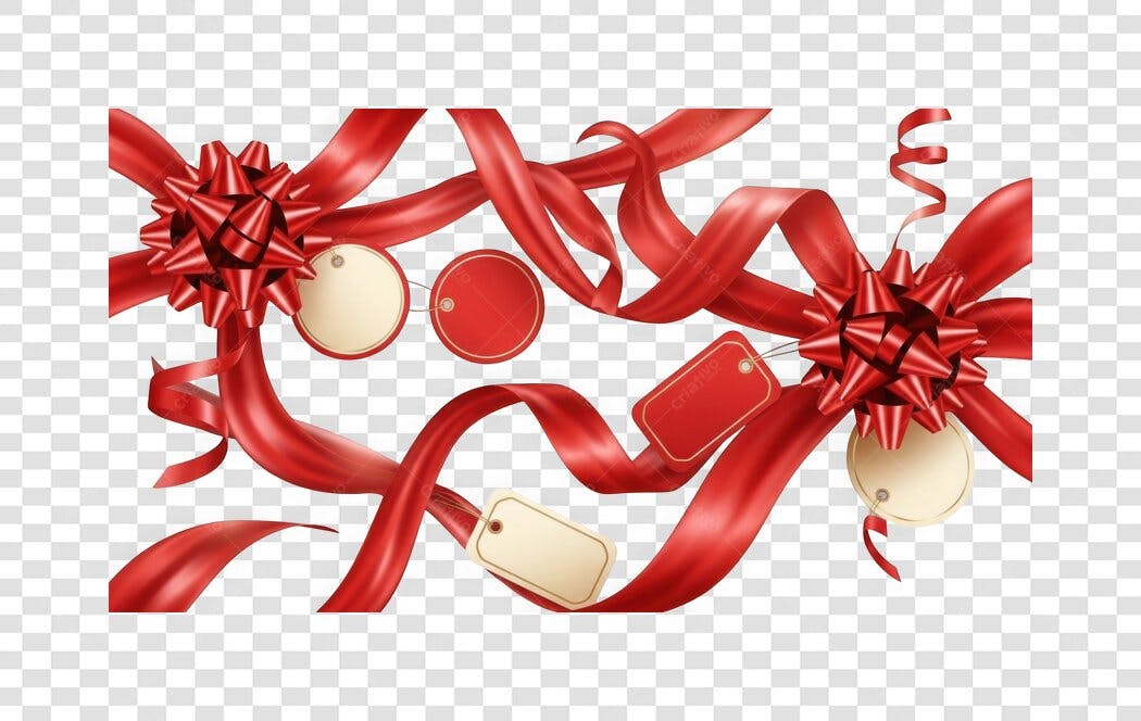Elemento Decorativo Fita Laço Vermelho Presente PNG Fundo Transparente