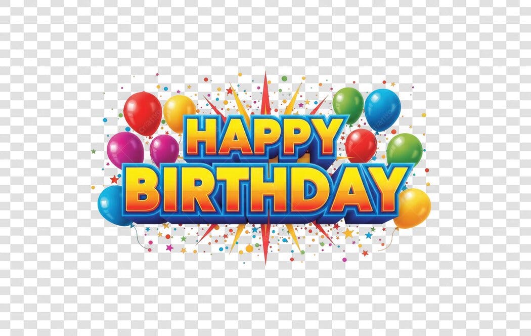 Elemento Decorativo Happy Birthday Balões Coloridos PNG Fundo Transparente