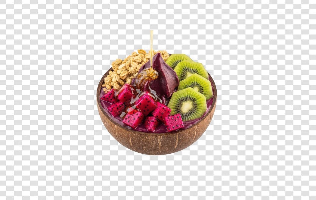 Foto Recortada Açaí Tigela Coco Frutas PNG Fundo Transparente