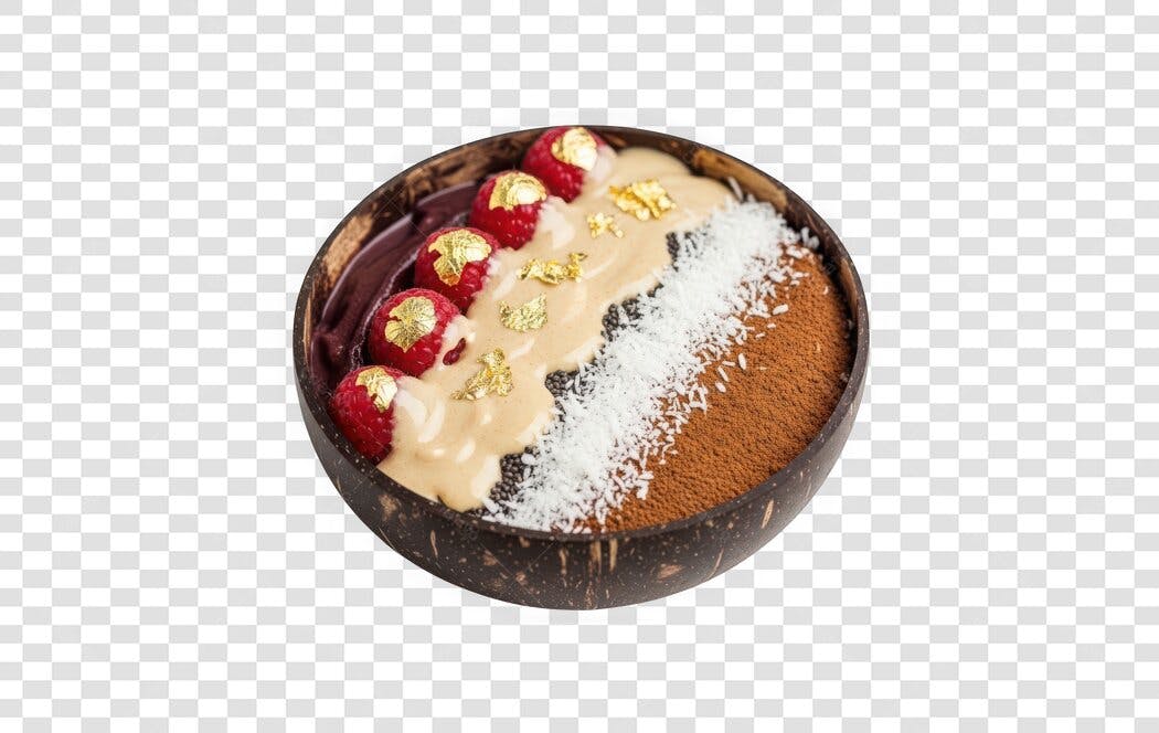 Foto Recortada Açaí Tigela Coco Frutas PNG Fundo Transparente