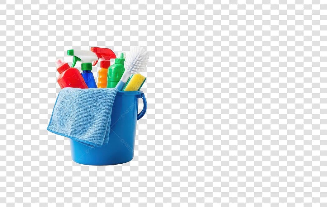 Foto Recortada Balde Azul Produtos Limpeza PNG Fundo Transparente
