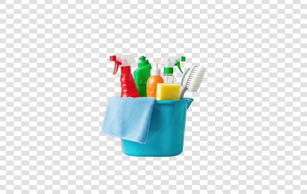 Foto Recortada Balde Produtos Limpeza PNG Fundo Transparente