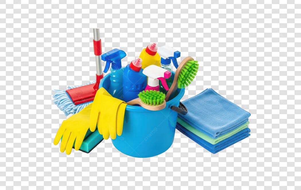 Foto Recortada Balde Produtos Limpeza PNG Fundo Transparente