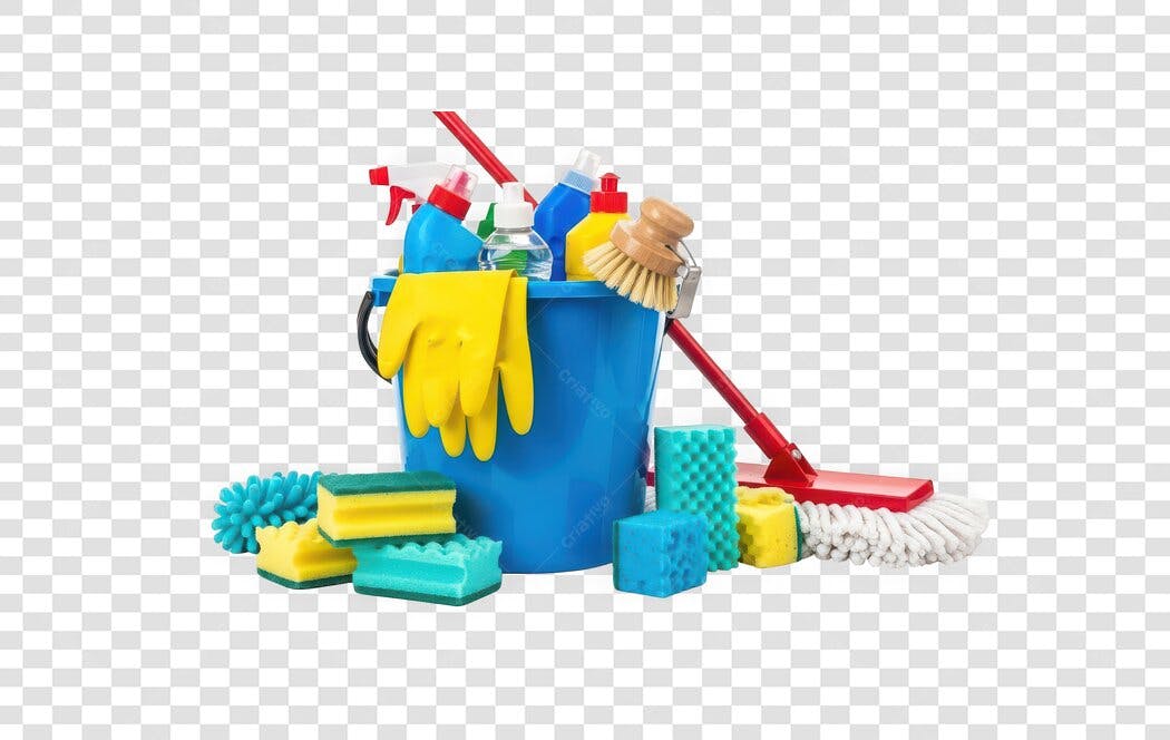 Foto Recortada Balde Produtos Limpeza PNG Fundo Transparente