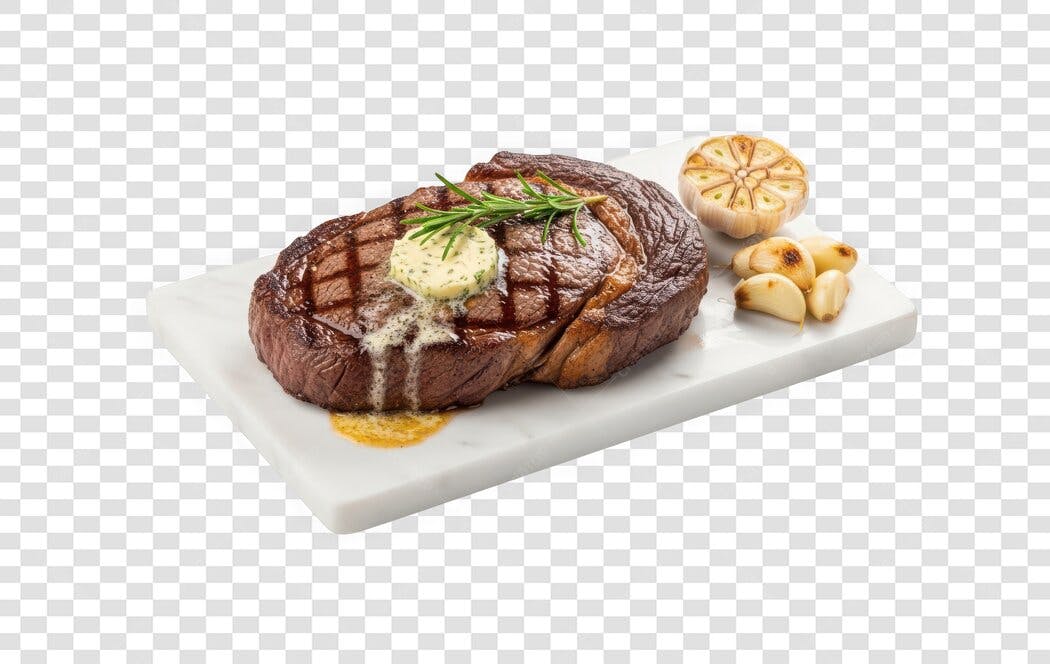 Foto Recortada Bife Grelhado Manteiga Alecrim PNG Fundo Transparente