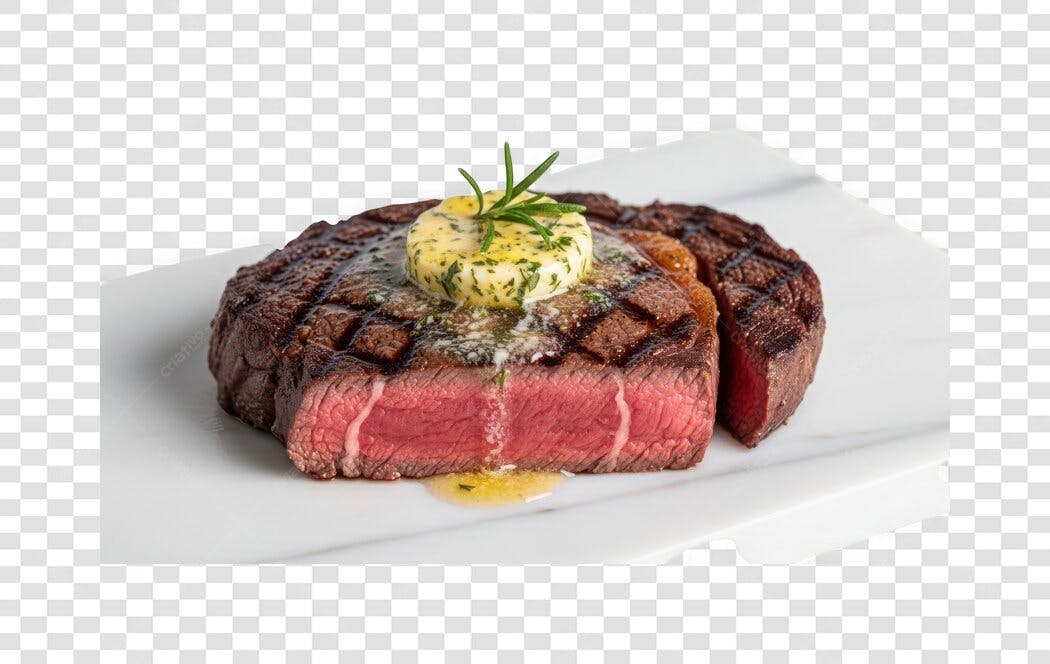 Foto Recortada Bife Grelhado Manteiga Alecrim PNG Fundo Transparente